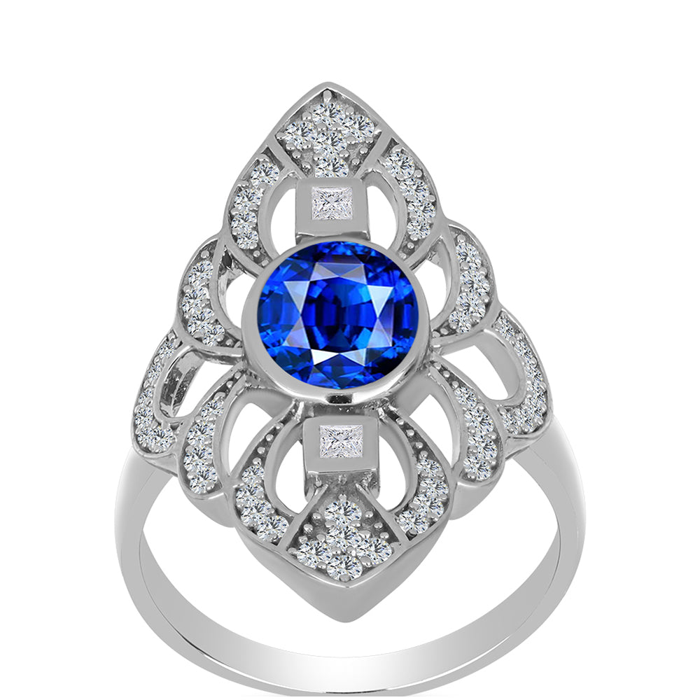 Silberring mit australischem blauem Saphir und weißem Topas