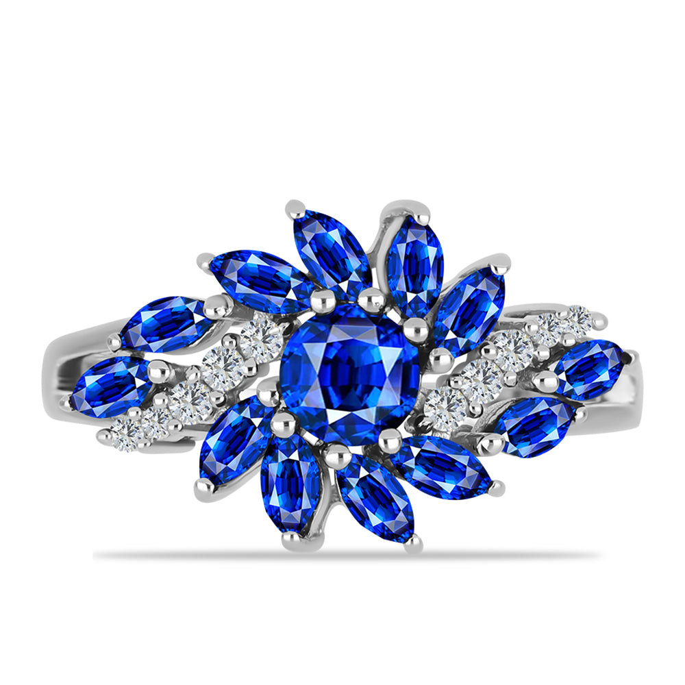 Silberring mit australischem blauem Saphir und weißem Topas