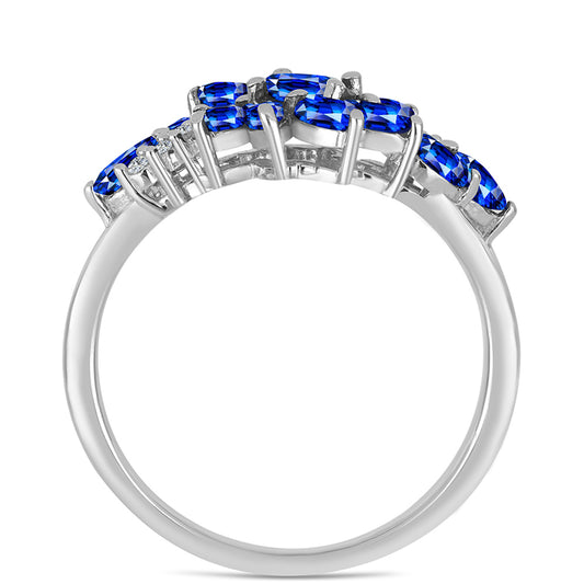 Silberring mit australischem blauem Saphir und weißem Topas