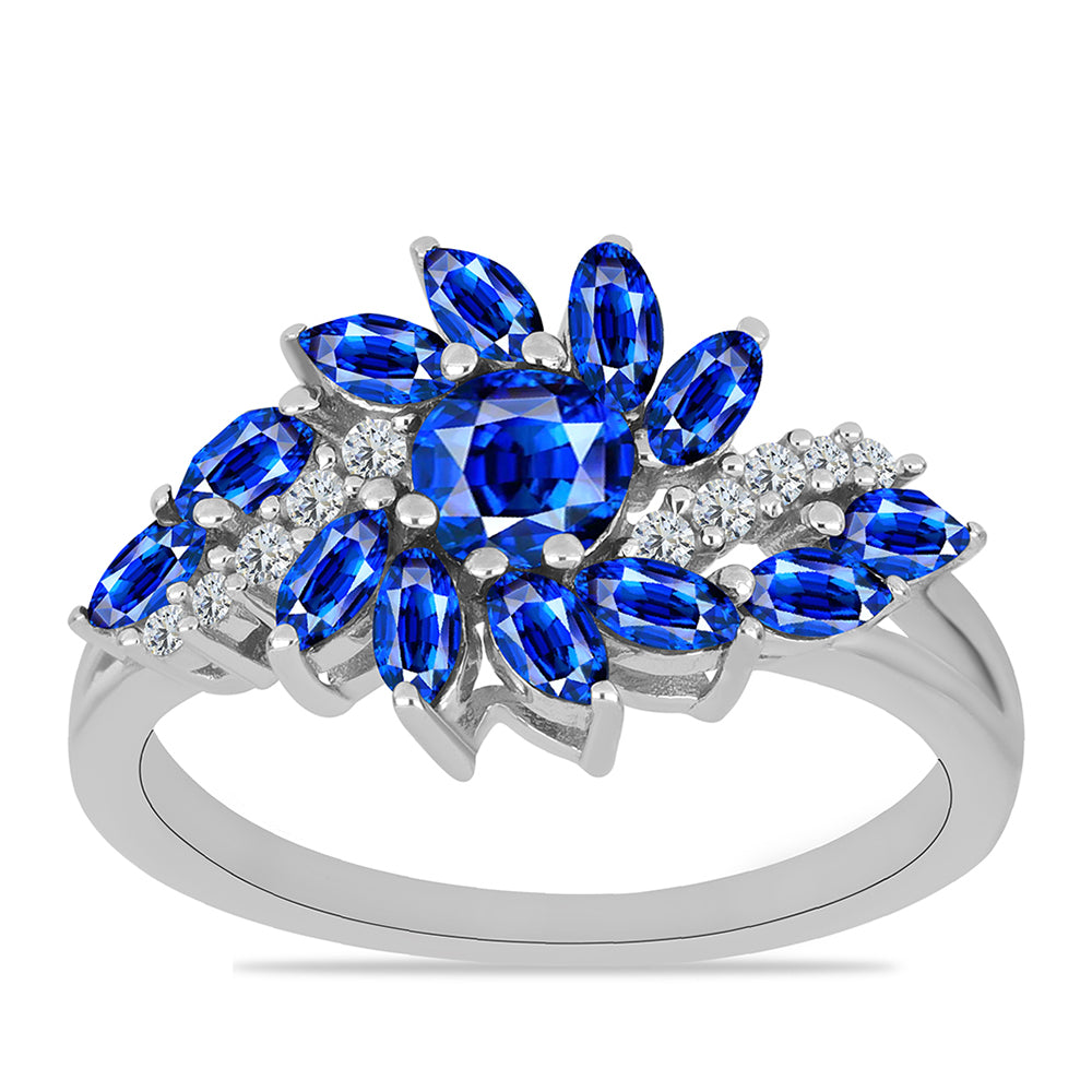 Silberring mit australischem blauem Saphir und weißem Topas