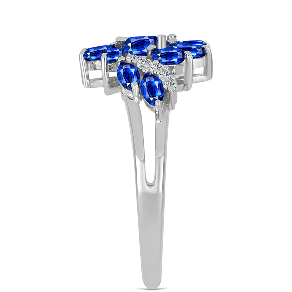 Silberring mit australischem blauem Saphir und weißem Topas