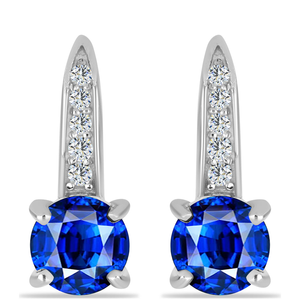 Silberohrringe mit australischem blauem Saphir und weißem Topas
