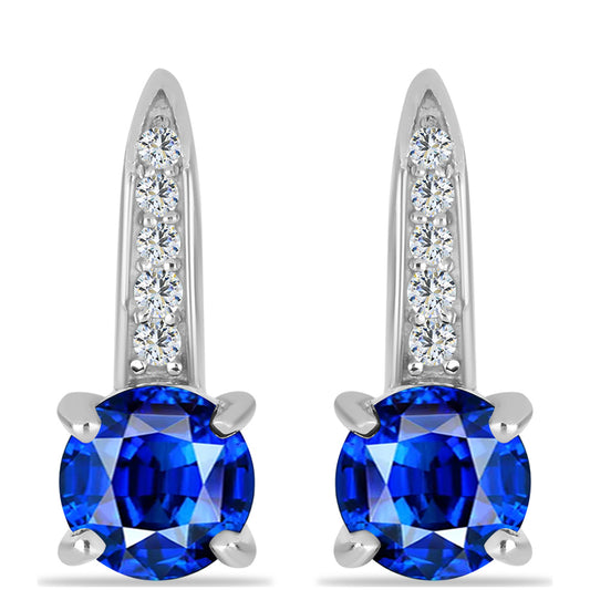 Silberohrringe mit australischem blauem Saphir und weißem Topas