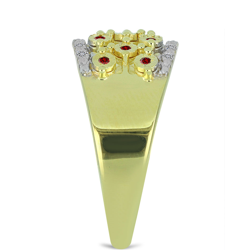 Goldplattierter Silberring mit rotem Diamant und weißem Diamant 4 