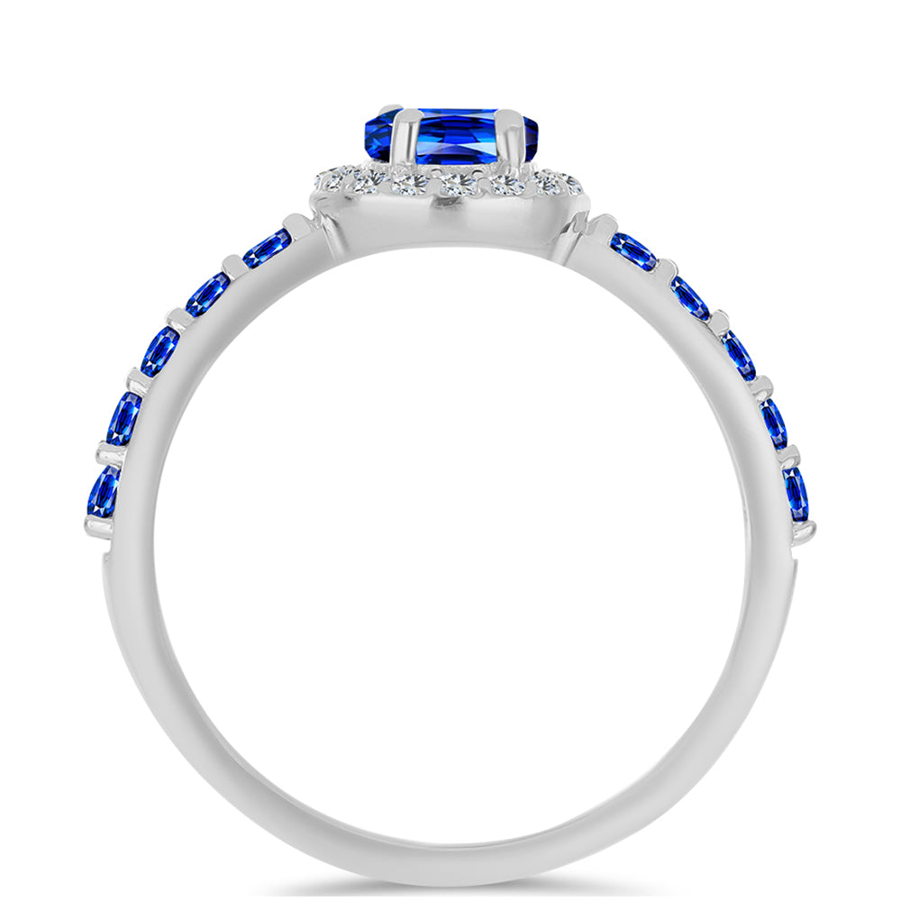Silberring mit australischem blauem Saphir und weißem Topas 2 