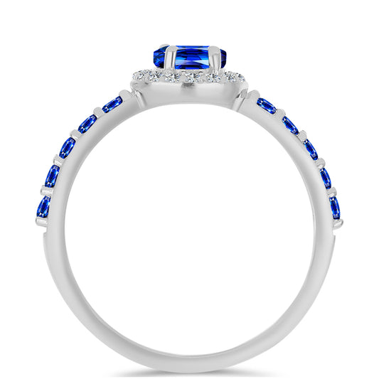 Silberring mit australischem blauem Saphir und weißem Topas