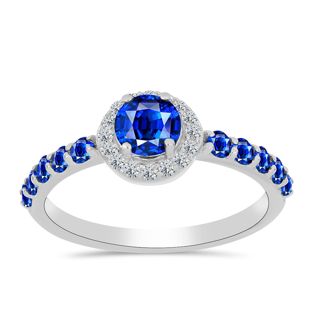 Silberring mit australischem blauem Saphir und weißem Topas 3 