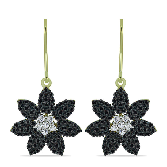 Goldplattierte Silberohrringe mit Obsidian und weißem Topas