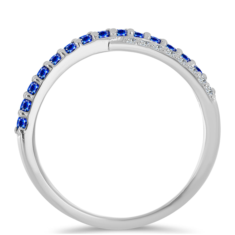 Silberring mit australischem blauem Saphir und weißem Topas