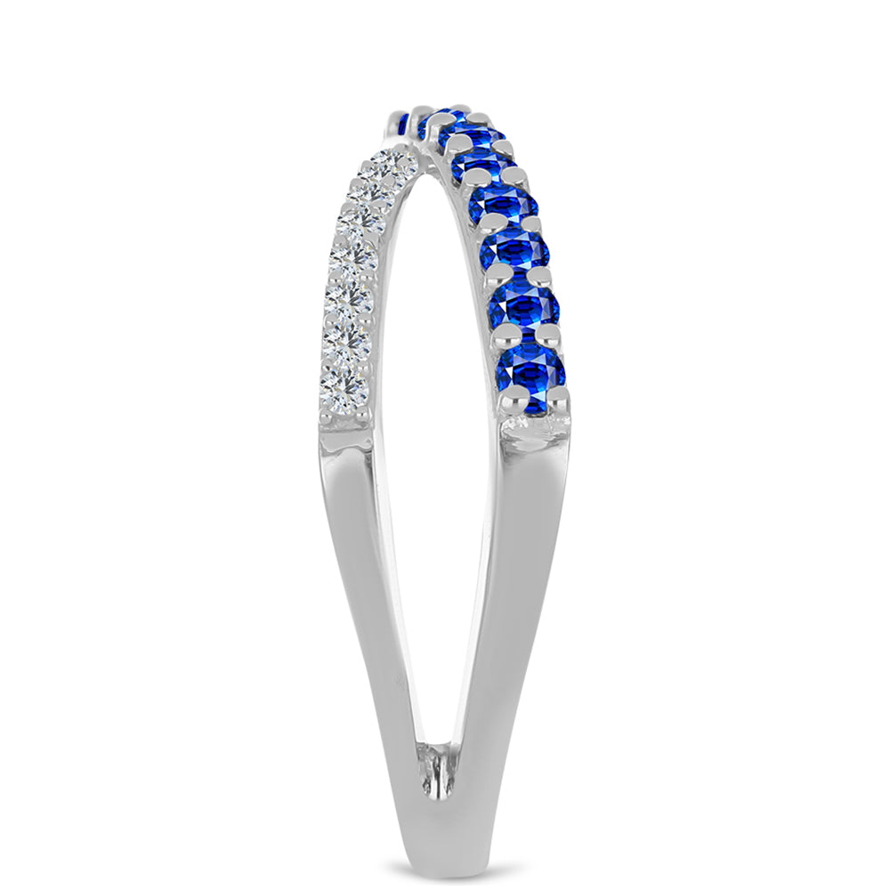 Silberring mit australischem blauem Saphir und weißem Topas 4 