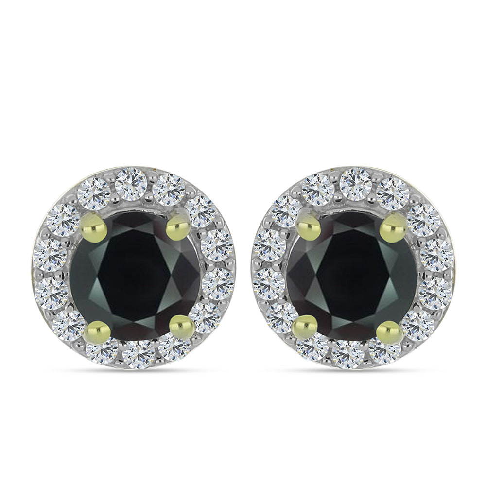 Goldplattierte Silberohrringe mit Obsidian und weißem Topas 1 