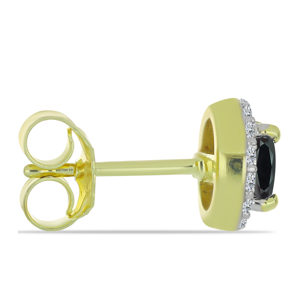 Goldplattierte Silberohrringe mit Obsidian und weißem Topas 2 