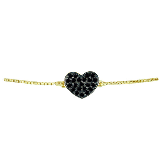 Goldplattiertes Silberarmband mit Obsidian