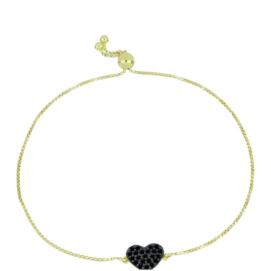 Goldplattiertes Silberarmband mit Obsidian