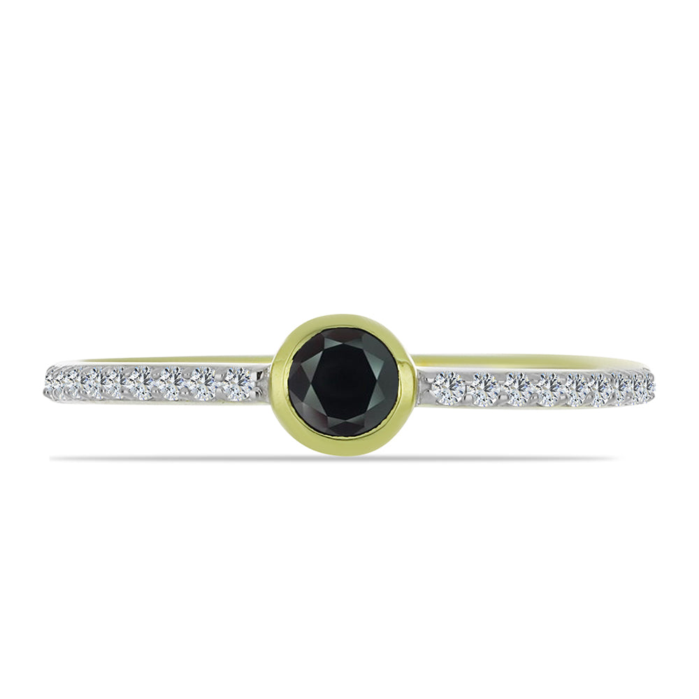 Goldplattierter Silberring mit Obsidian und weißem Topas 1 