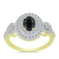 Goldplattierter Silberring mit Obsidian und weißem Topas
