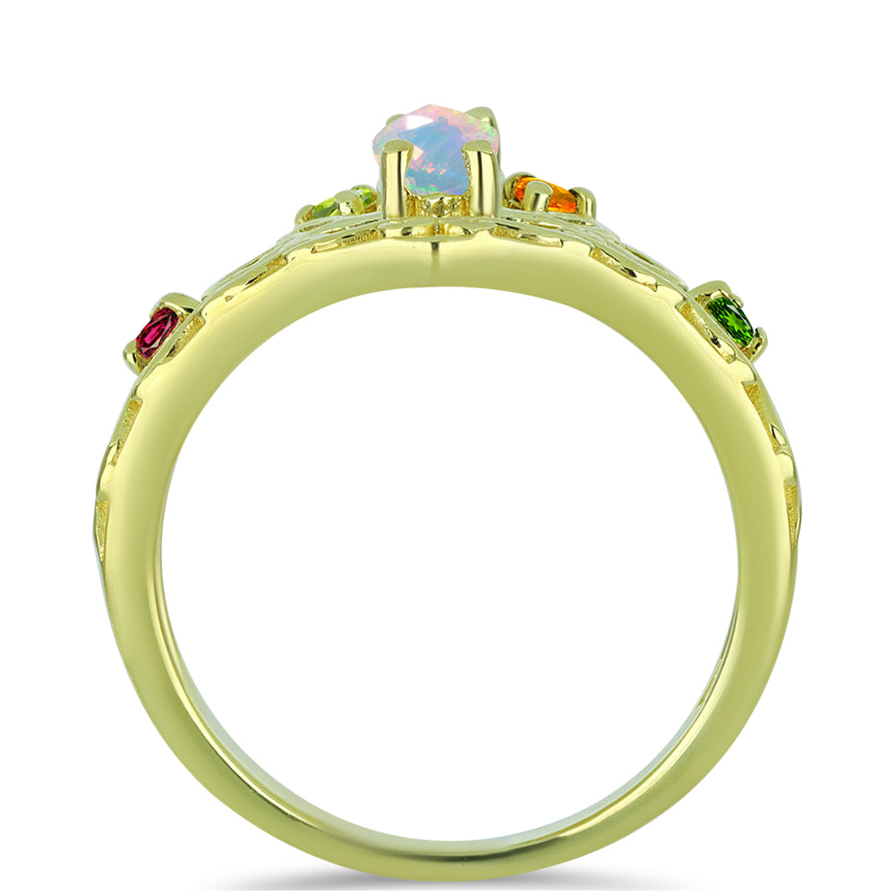Goldplattierter Silberring mit Welo-Opal und Chakra Turmalin 2 