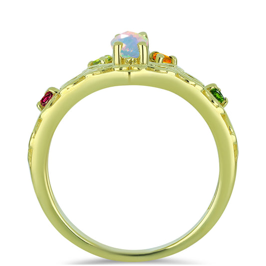 Goldplattierter Silberring mit Welo-Opal und Chakra Turmalin