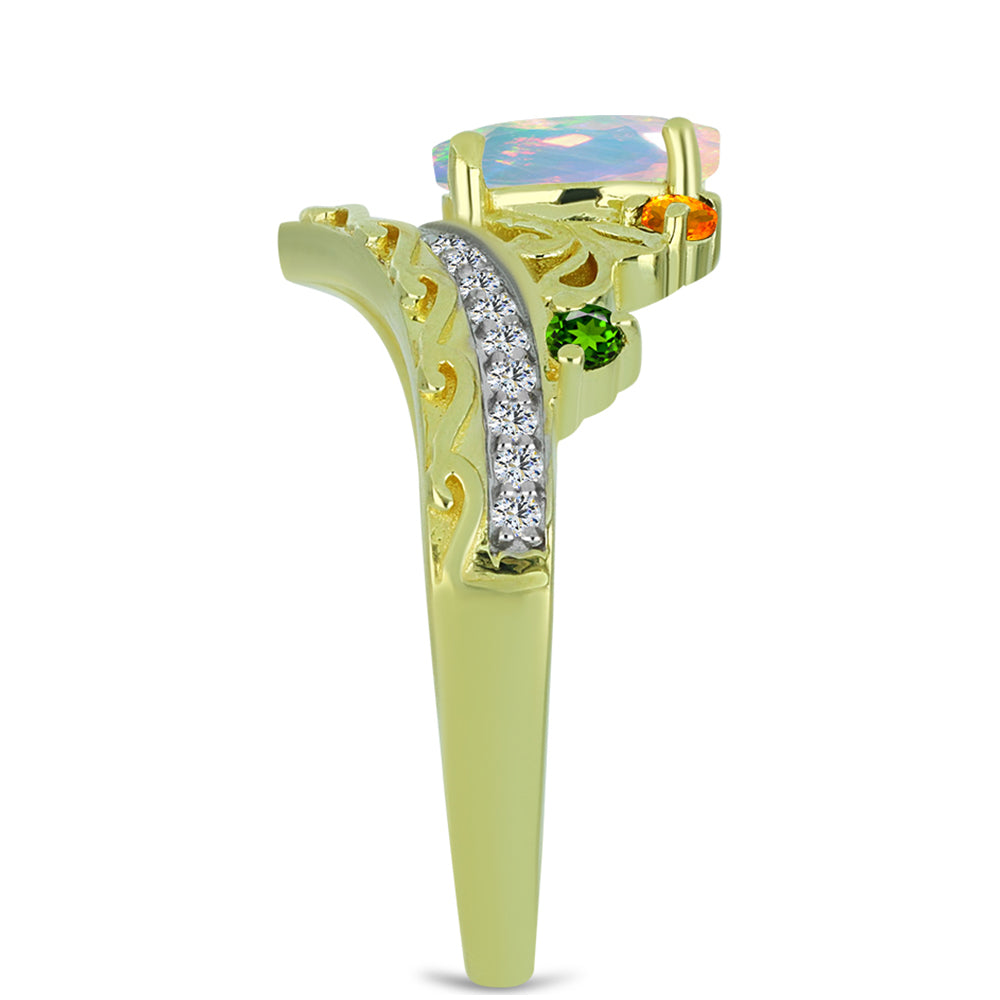 Goldplattierter Silberring mit Welo-Opal und Chakra Turmalin 4 