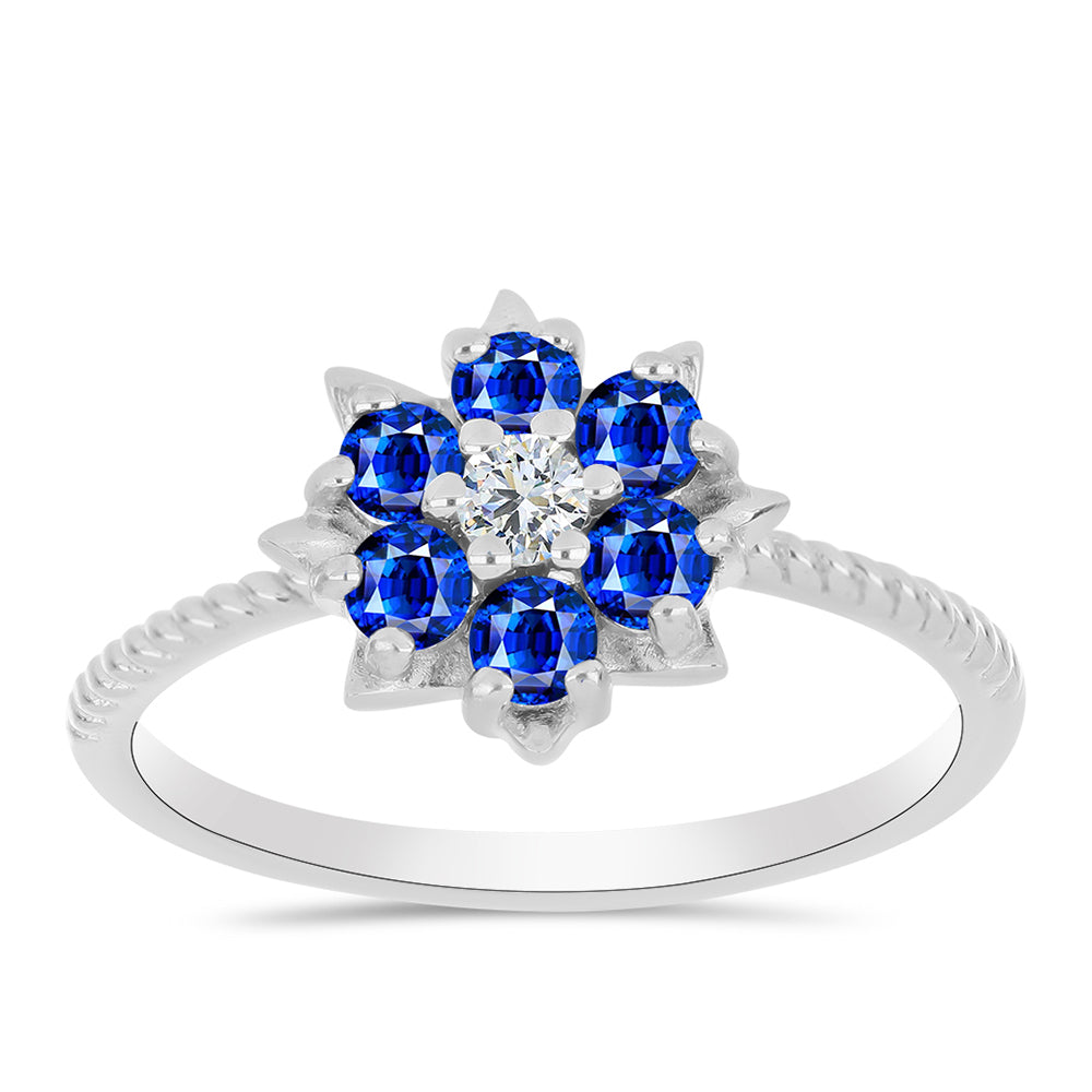 Silberring mit australischem blauem Saphir und weißem Topas 3 