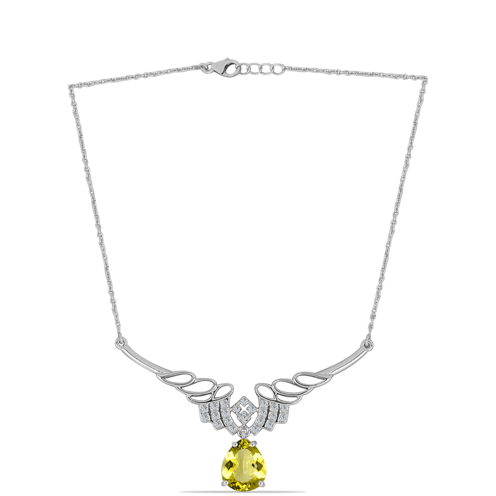 Silberhalskette mit Zitronentopas und weißem Topas 1 