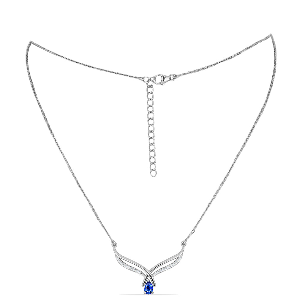 Silberhalskette mit australischem blauem Saphir und weißem Topas 1 