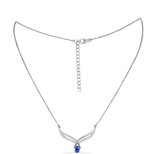 Silberhalskette mit australischem blauem Saphir und weißem Topas