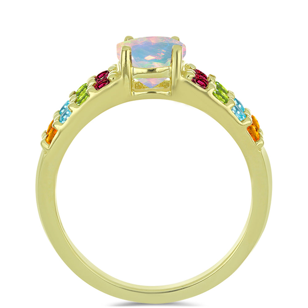 Goldplattierter Silberring mit Welo-Opal und Chakra Turmalin 3 