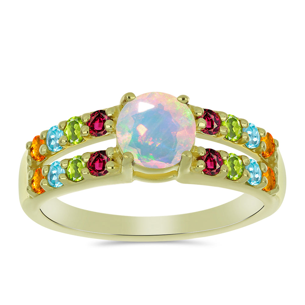 Goldplattierter Silberring mit Welo-Opal und Chakra Turmalin 1 