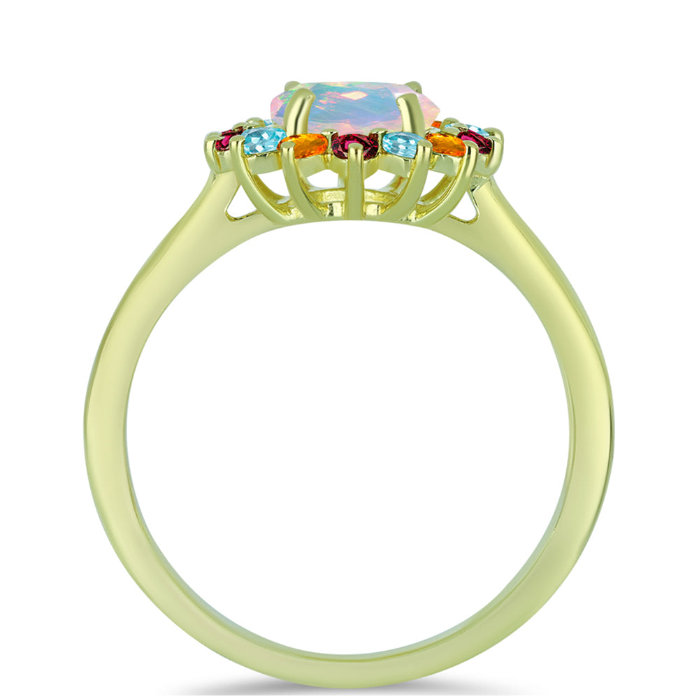 Goldplattierter Silberring mit Welo-Opal und Chakra Turmalin 2 