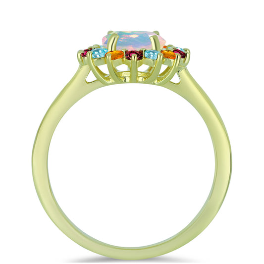 Goldplattierter Silberring mit Welo-Opal und Chakra Turmalin