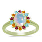Goldplattierter Silberring mit Welo-Opal und Chakra Turmalin