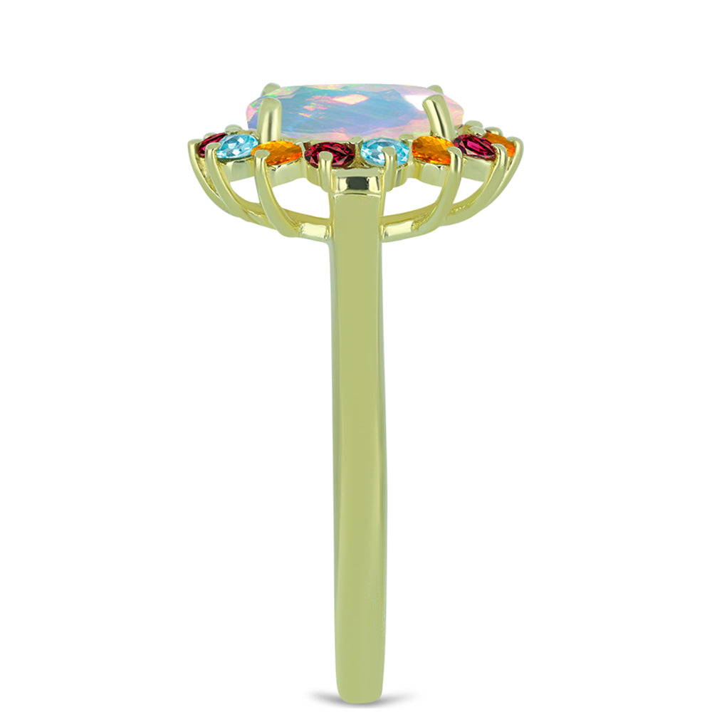 Goldplattierter Silberring mit Welo-Opal und Chakra Turmalin 4 
