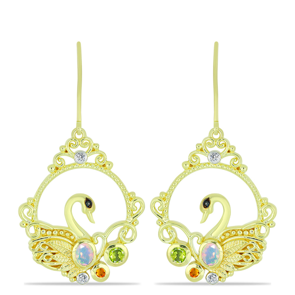 Goldplattierte Silberohrringe mit Welo-Opal und Chakra Turmalin 1 