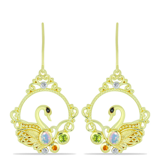 Goldplattierte Silberohrringe mit Welo-Opal und Chakra Turmalin