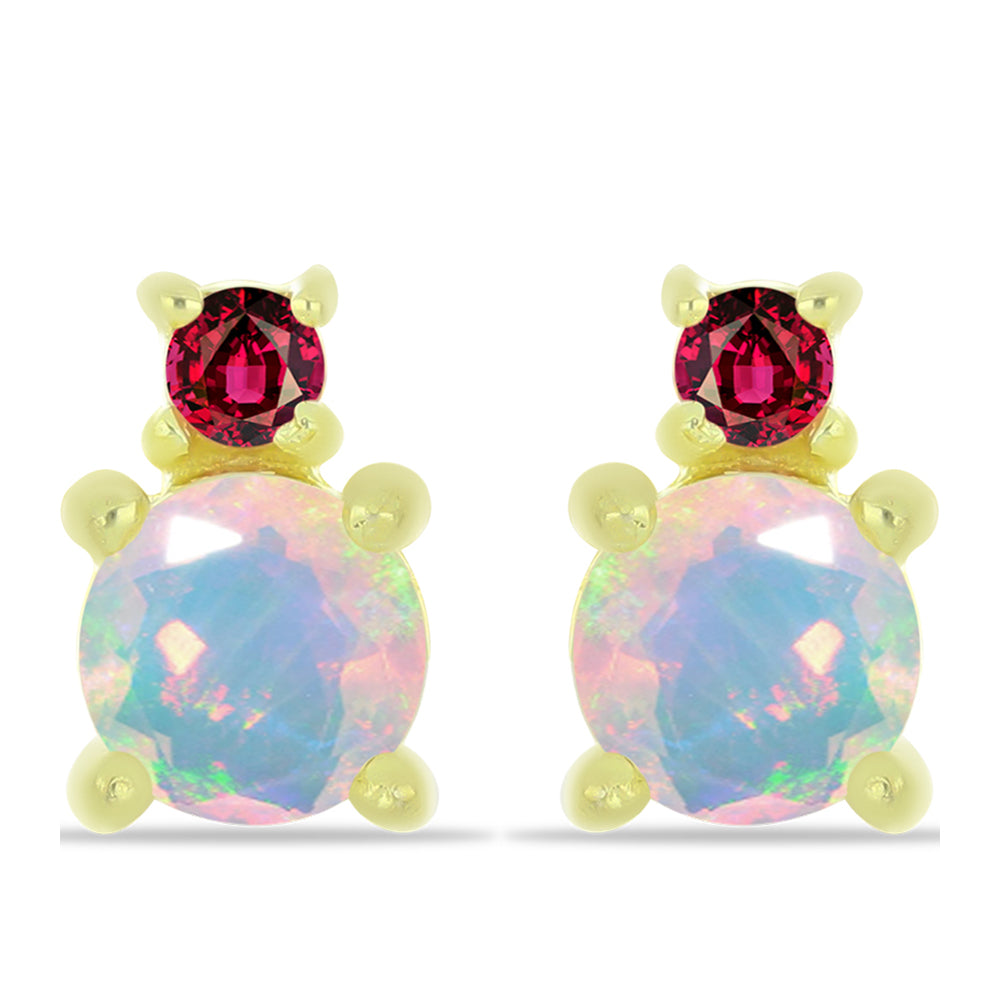 Goldplattierte Silberohrringe mit Welo-Opal und Chakra Turmalin 1 