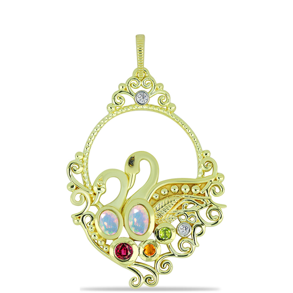 Goldplattierter Silberanhänger mit Welo-Opal und Chakra Turmalin 1 