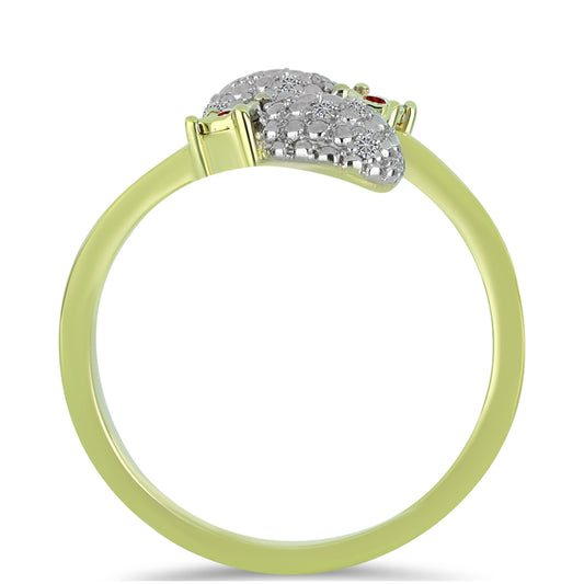 Goldplattierter Silberring mit rotem Diamant und weißem Diamant