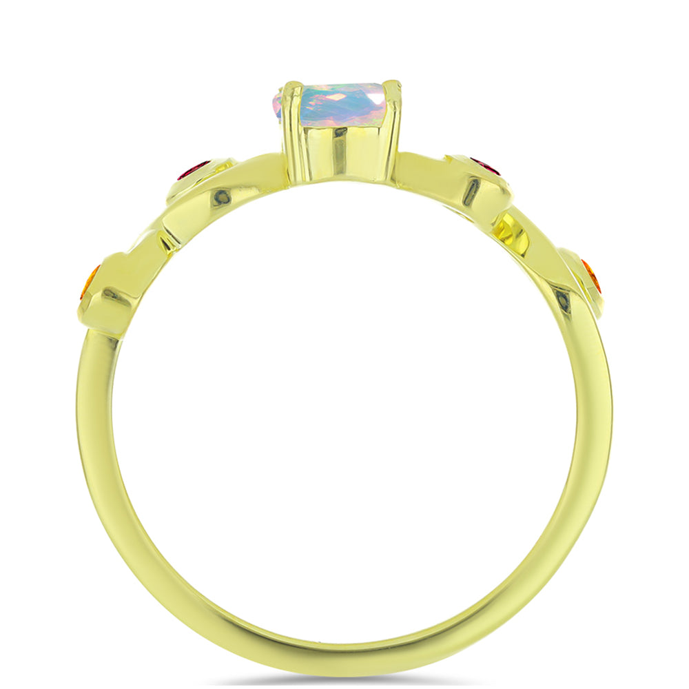 Goldplattierter Silberring mit Welo-Opal und Chakra Turmalin 3 