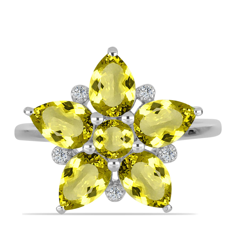 Silberring mit Zitronentopas und weißem Topas 1 