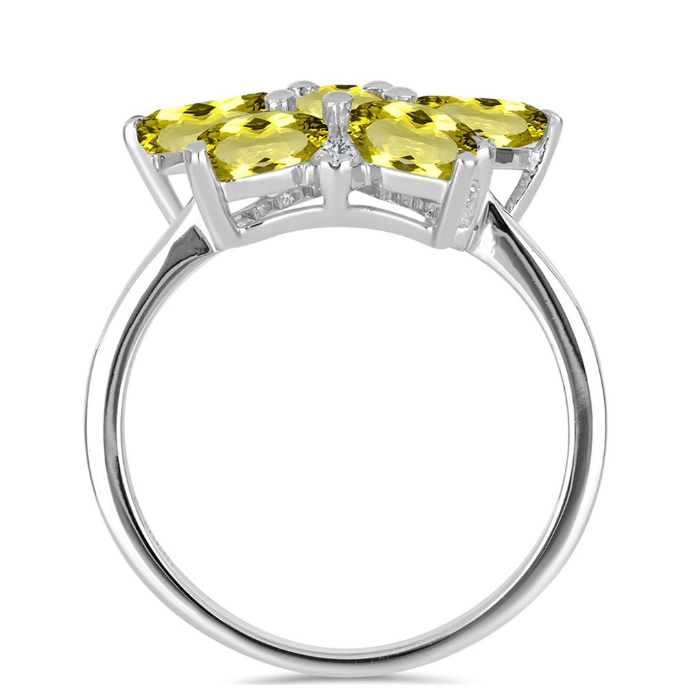 Silberring mit Zitronentopas und weißem Topas 2 