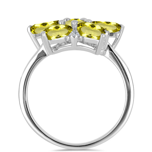 Silberring mit Zitronentopas und weißem Topas