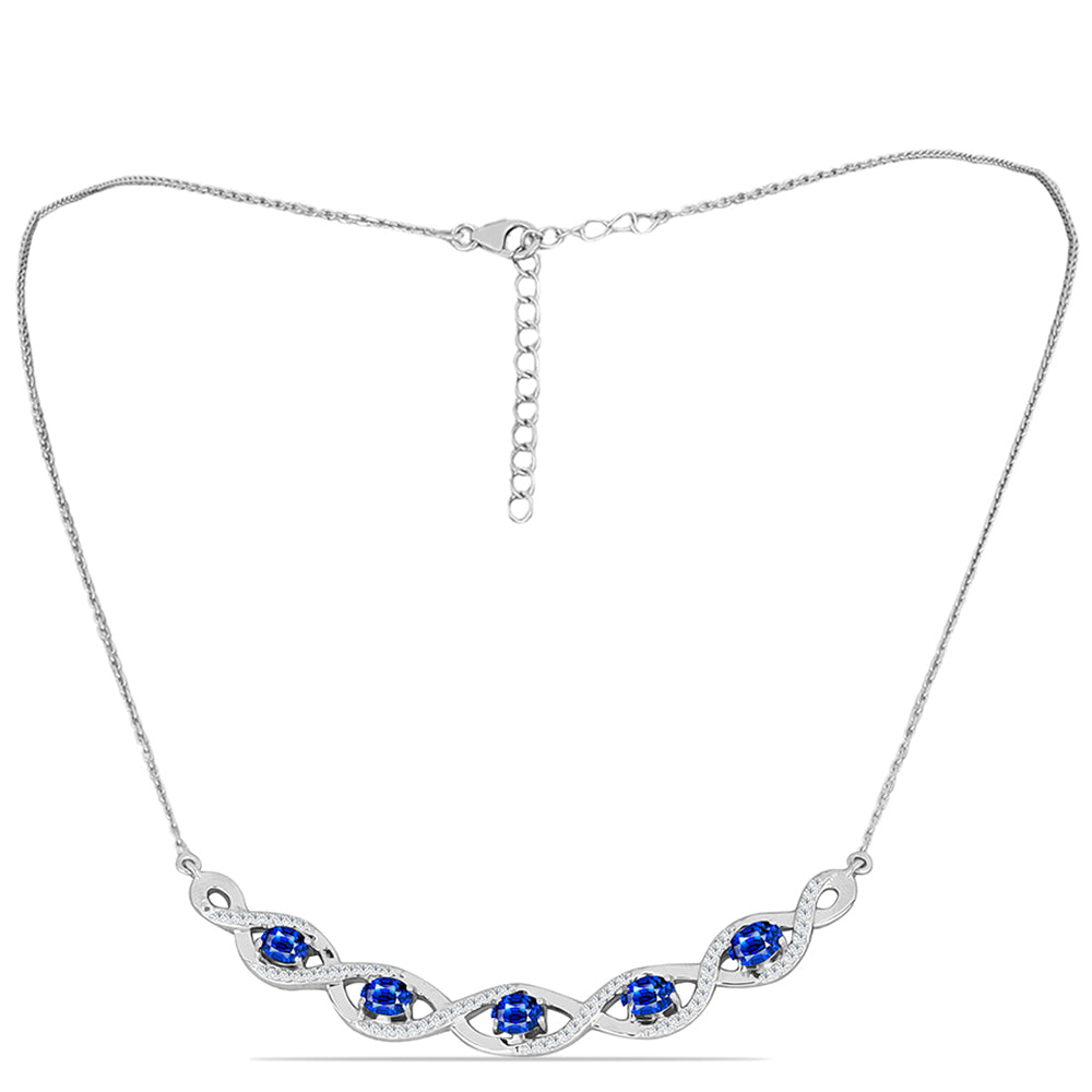 Silberhalskette mit australischem blauem Saphir und weißem Topas