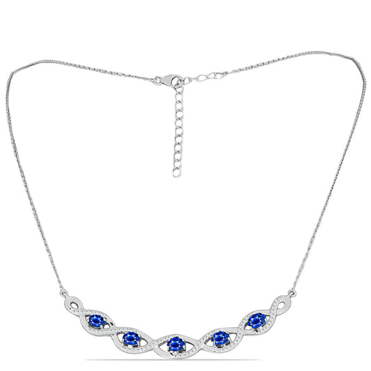 Silberhalskette mit australischem blauem Saphir und weißem Topas