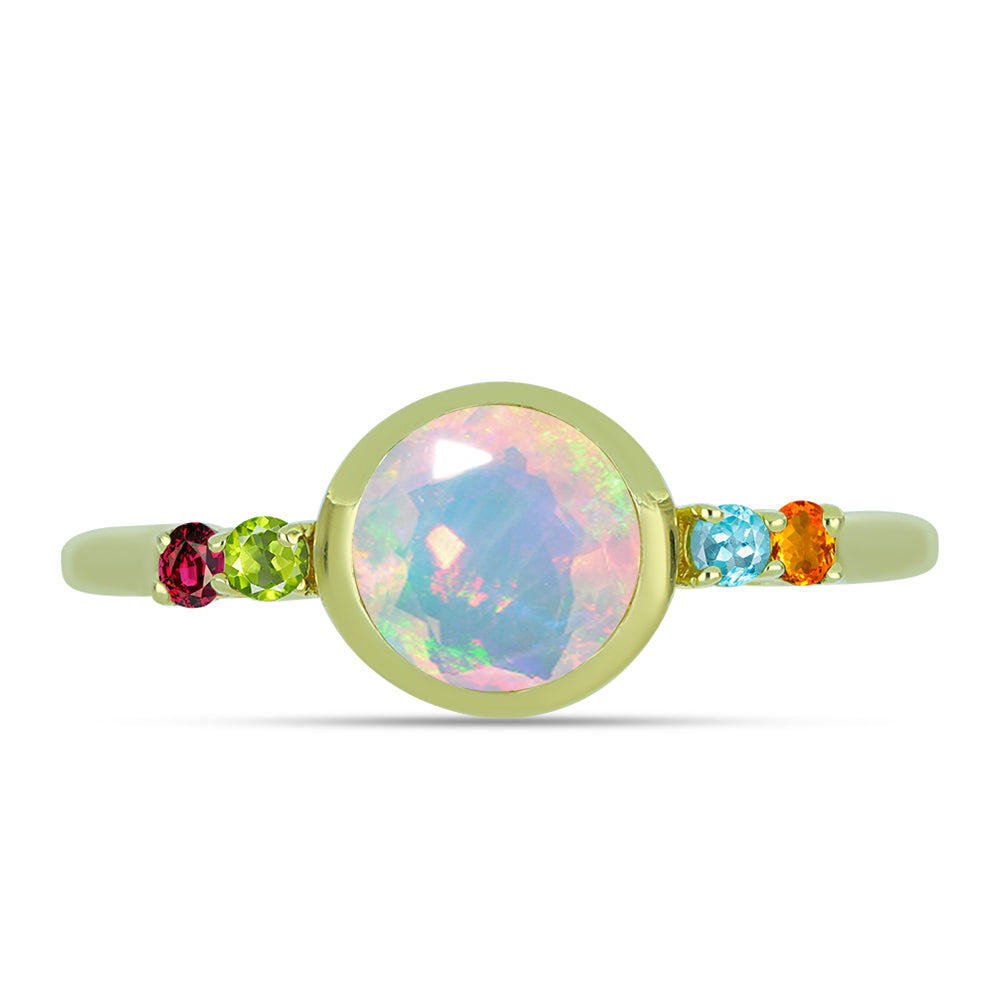 Goldplattierter Silberring mit Welo-Opal und Chakra Turmalin 1 