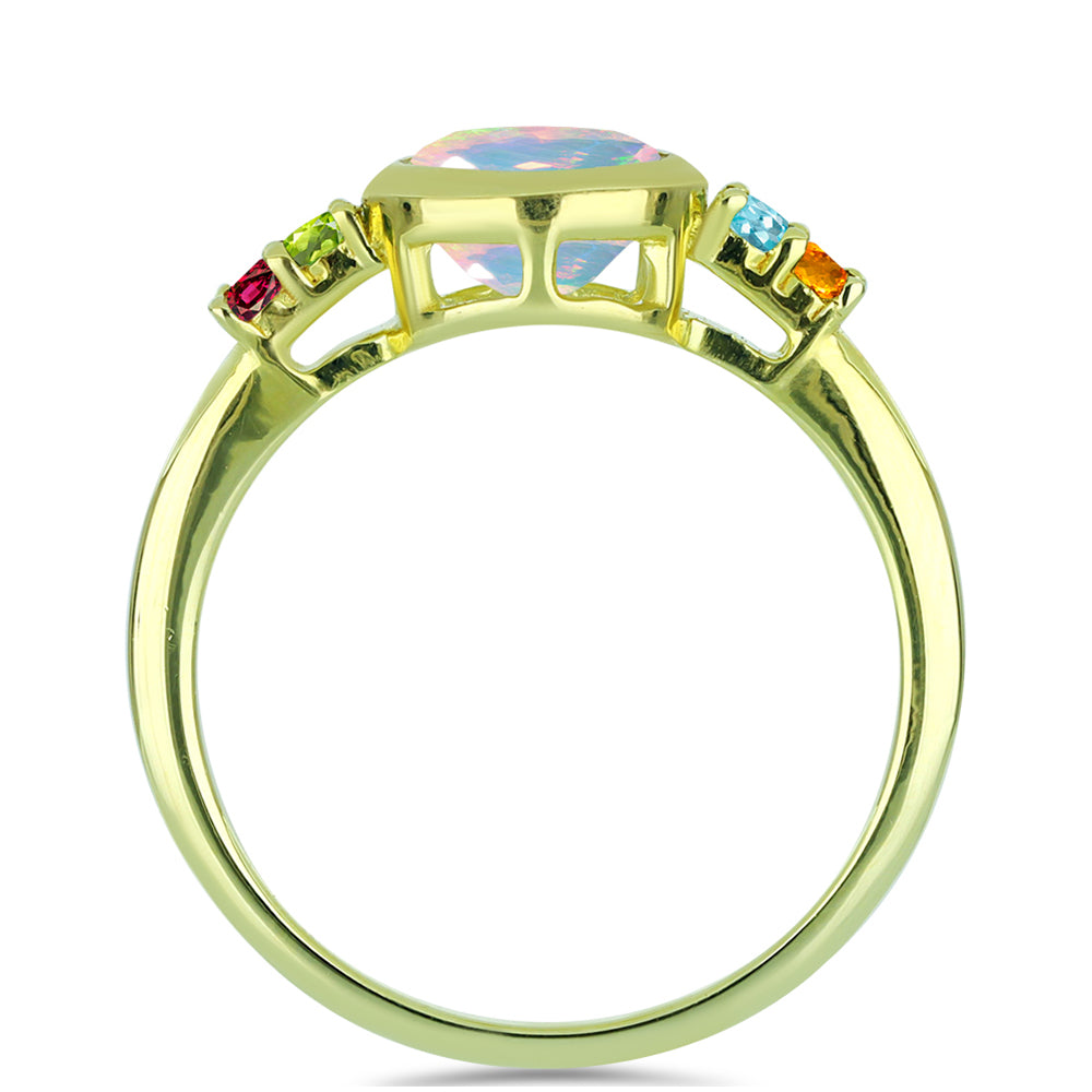 Goldplattierter Silberring mit Welo-Opal und Chakra Turmalin 2 