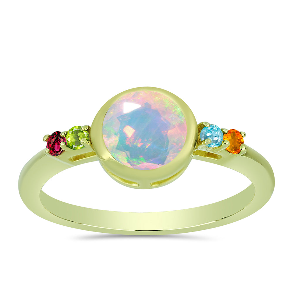 Goldplattierter Silberring mit Welo-Opal und Chakra Turmalin 3 