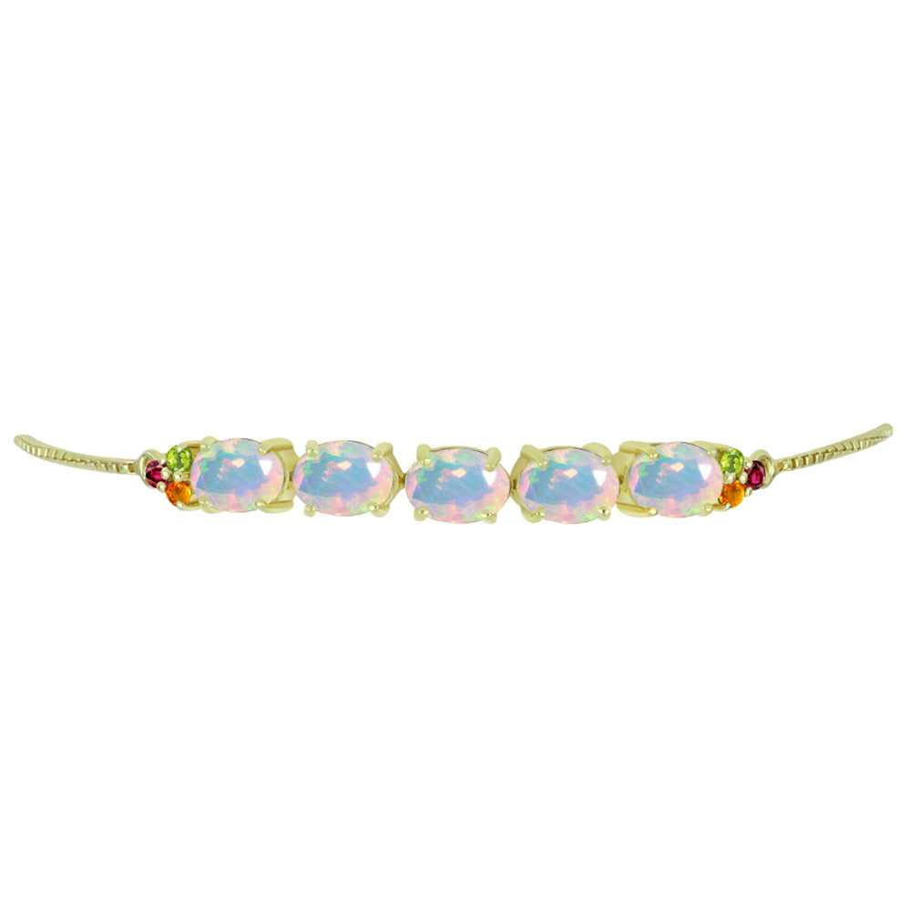 Goldplattiertes Silberarmband mit Welo-Opal und Chakra Turmalin 2 
