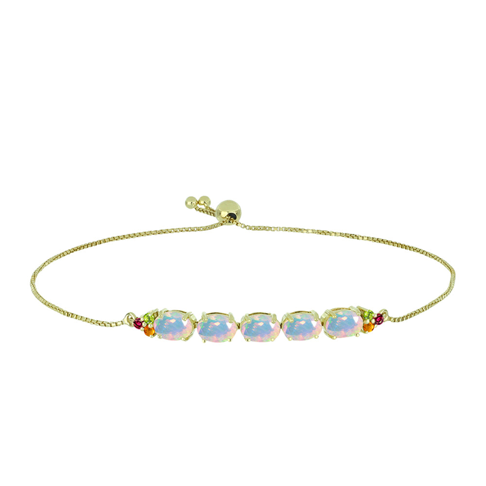 Goldplattiertes Silberarmband mit Welo-Opal und Chakra Turmalin 1 