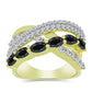 Goldplattierter Silberring mit Obsidian und weißem Topas